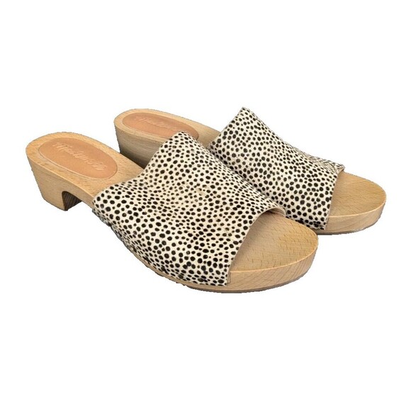 Madewell The Evelyn Clog Slide Sandal Leopard Print Calf Hair Preppy Safari 5.5 - Picture 1 of 8